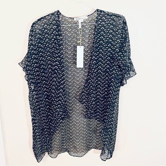 NWT BCBGeneration Sheer Cardigan/Kimono in Black with Small Design – Size XS/S ✨ - Picture 11 of 11